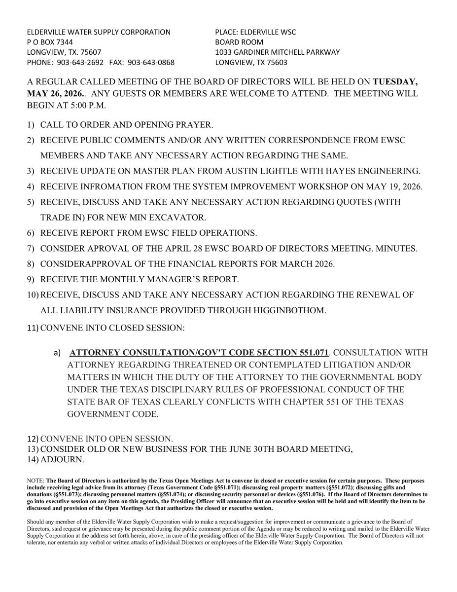 Agenda May 2026